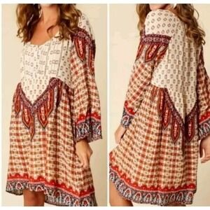 New Alter'd State Anthropologie Laganlook Bell Boho Dress Size Med Pintuck Flowy